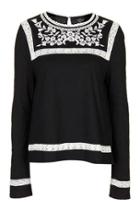 Topshop Tall Embroiderd Smock Top