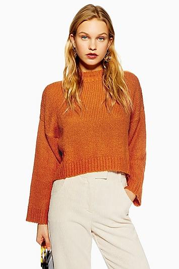 Topshop *fluffy Crop Knitted Jumper By Native Youth
