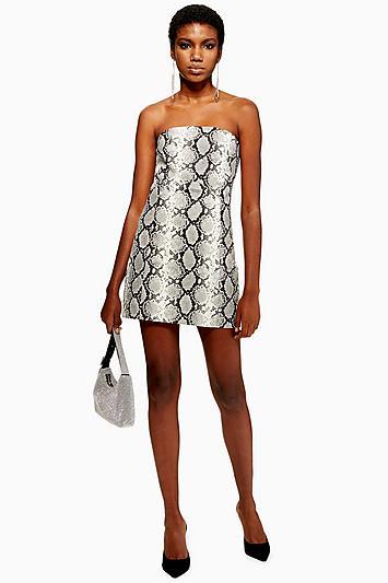 Topshop Snake Print Bandeau Dress