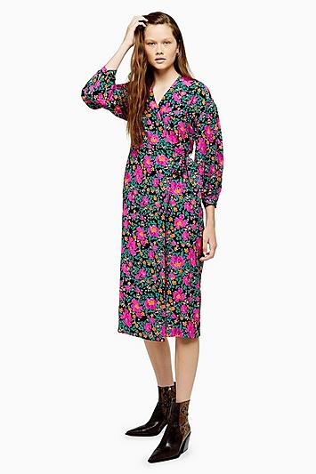 Topshop Bold Floral Wrap Dress