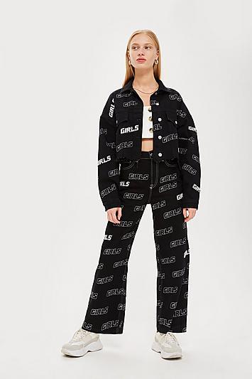 Topshop Moto Black Cropped Wide Leg Jeans