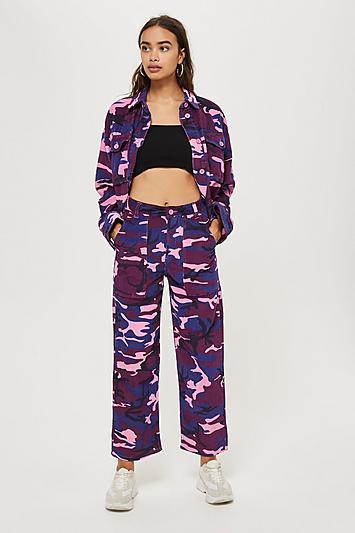 Topshop Corduroy Camo Trousers