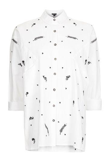 Topshop Embroidered Oversized Shirt