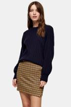 Topshop Navy Knitted Jumper With Cashmere
