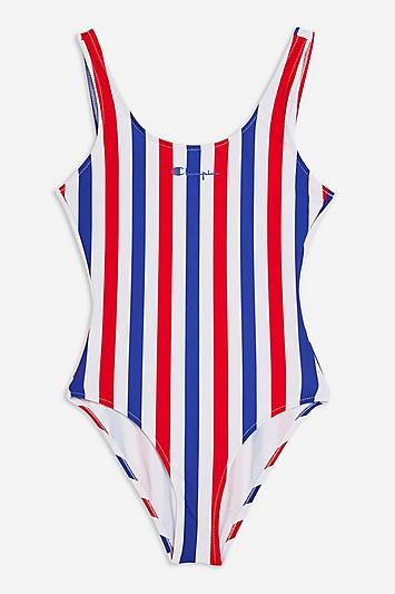Topshop Stripe Swimsuit By Champion