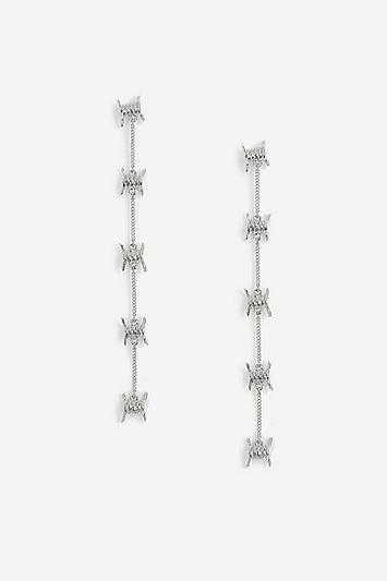 Topshop Silver Barbed Wire Chain Earrings