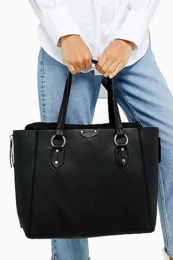 Topshop Trip Black Ring Shopper Bag