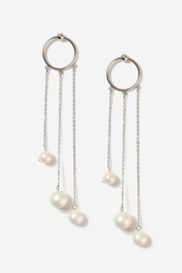 Topshop Chain & Pearl Drop Earrings