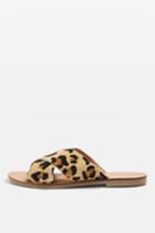 Topshop Holiday Cross Strap Leopard Sandals