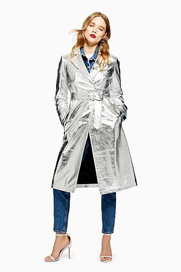 Topshop Leather Trench Coat