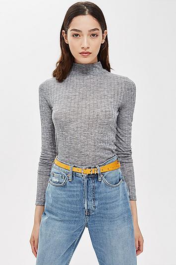 Topshop Long Sleeve Funnel T-shirt