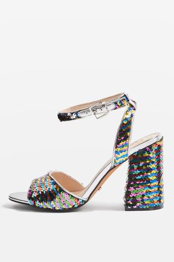 Topshop Reaction Sequin Embellished Block Heel Sandals