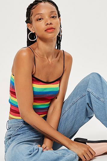 Topshop Petite Rainbow Striped Camisole Top
