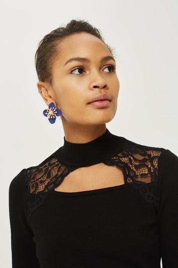 Topshop Lace Insert Sweater