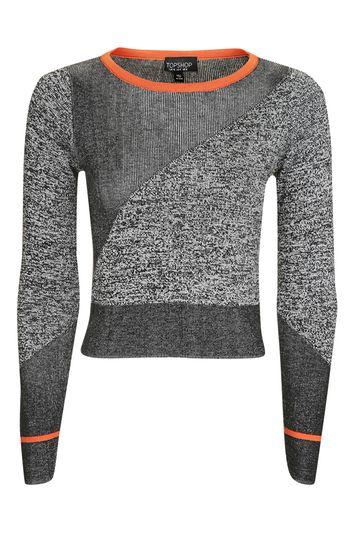 Topshop Mixed Marl Blocked Crop Jumper