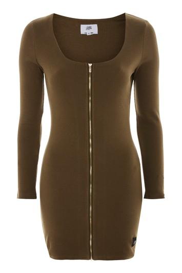 Topshop Zip Front Bodycon Dress By Sixth June