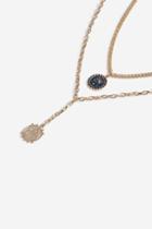 Topshop Disc Drop Y Neck Two Row Necklace