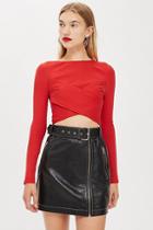 Topshop Wrap Ribbed Cropped Top