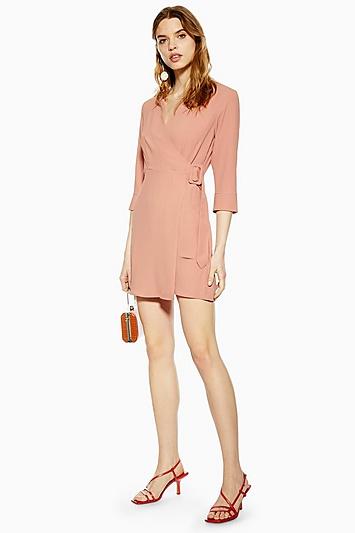 Topshop Buckle Wrap Mini Dress