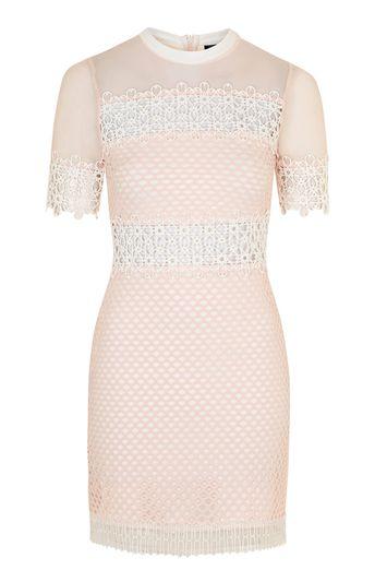 Topshop Petite Mesh Detailed Mini Dress