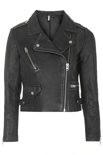 Topshop Petite Luxe Leather Biker Jacket