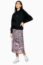 Topshop Pink Zebra Mesh Midi Skirt