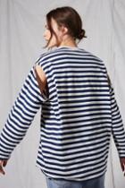Topshop *stripe Cut Out T-shirt By Boutique