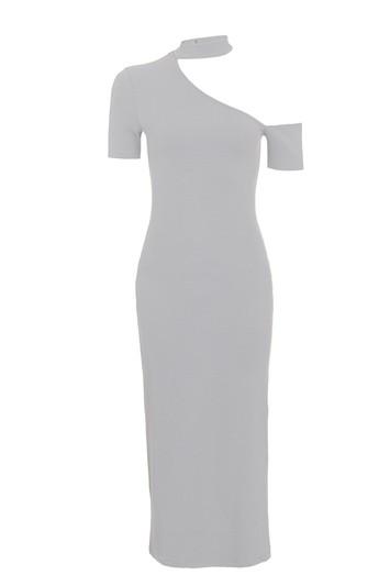 Topshop Assymetric Neck Choker Dress