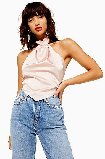Topshop Nude Halter Neck Top