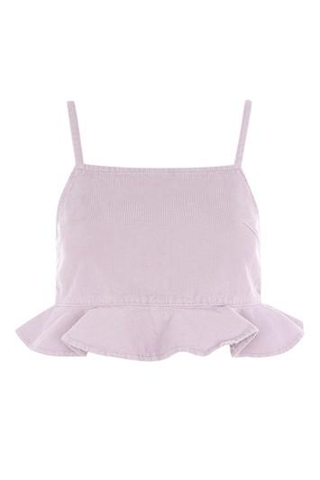 Topshop Moto Frill Cord Crop Top