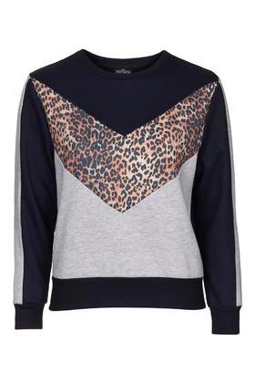 Topshop Petite Animal Colourblock Sweatshirt