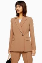Topshop Camel Suit Double Breasted Blazer