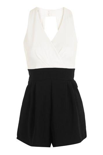 Topshop *contrast V-neck Open Back Jumpsuit By Wal