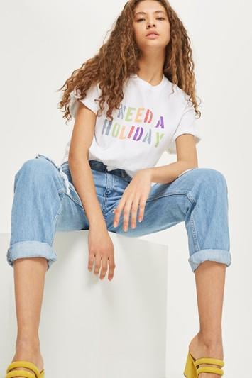 Topshop Tall 'need A Holiday' T-shirt