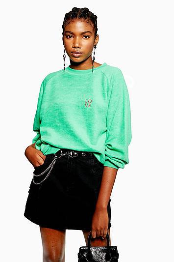 Topshop Love Brushed Borg Sweatshirt