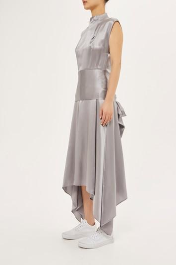Topshop Silk Satin Hanky Hem Dress By Boutique