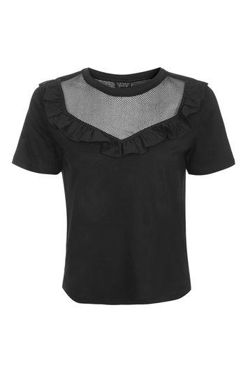 Topshop Ruffle Mesh T-shirt