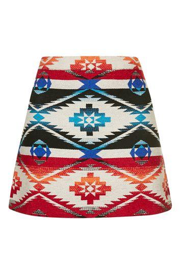 Topshop Tall Mini A-line Jacquard Skirt