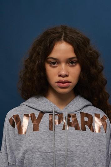 Topshop Metallic Logo Cropped Hoodie By Ivy Park
