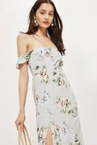 Topshop Floral Print Bardot Maxi Dress By Flynn Skye