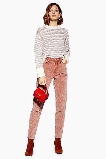 Topshop Antique Pink Corduroy Mom Jeans