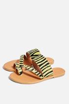 Topshop Honey Leather Animal Flat Sandals