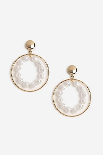 Topshop Pearl Inlay Hoop Earrings