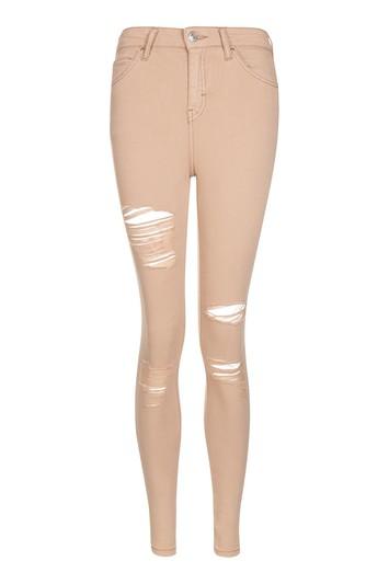 Topshop Moto Super Rip Dusky Pink Jamie Jeans