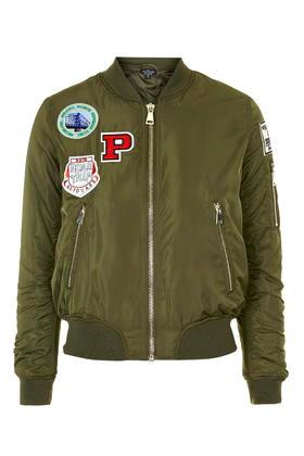 Topshop Tall Badged Ma1 Bomber Jacket