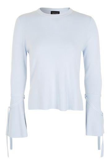 Topshop Tie Sleeve Fluted Top