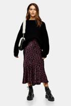 Topshop Petite Black Ditsy Floral Flounce Midi Skirt