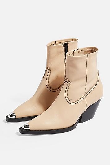 Topshop Mario Leather Western Boots