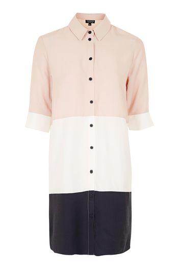 Topshop Oversized Colour Block Shirt Dress