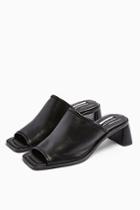 Topshop Ness Black Soft Leather Mules
